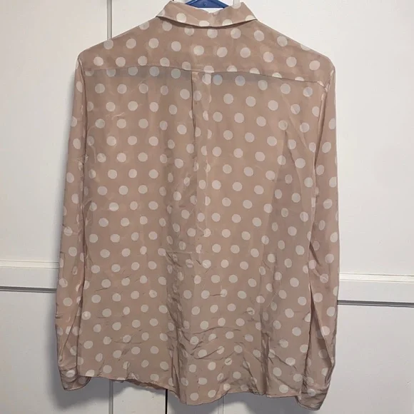 Hartford Alternative Classics 1979 Size 3 Tan Polka Dot Silk Blouse - Picture 3 of 13